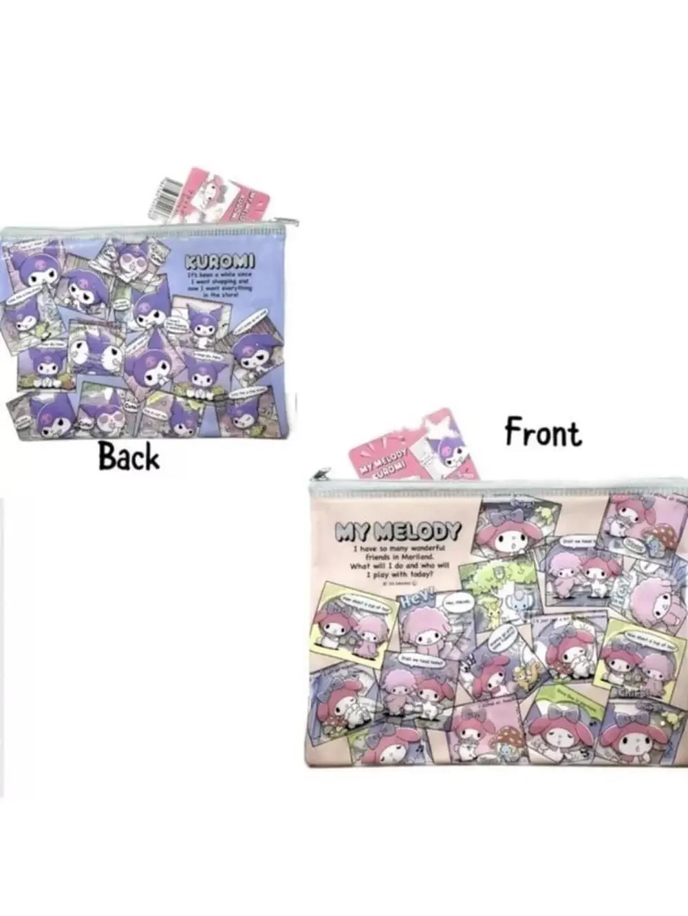 Sanrio Kuromi My Melody Comics Manga Flat Pouch Case Dual Sided